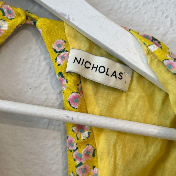 Nicholas The Celie Maxi Dress Hastings Yellow Floral Print Linen Blend Size 4 - Picture 7 of 13